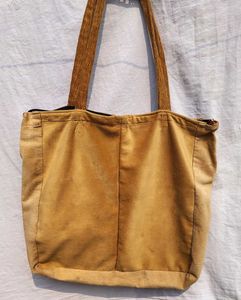 Bright yellow upcycled velvet carry bag ♻️💛