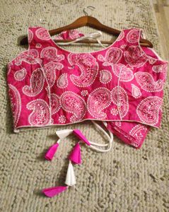 Hot Pink Embroiderd Saree Blouse
