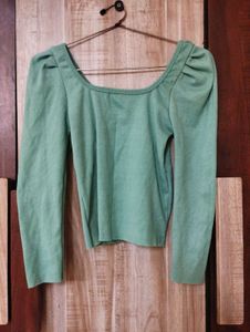 Green Puff Sleeve Top