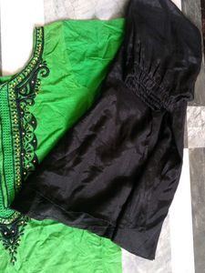 Green Embroidered Kurta Set