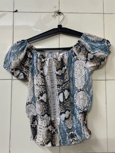 Stylish Animal Print Off-Shoulder Top