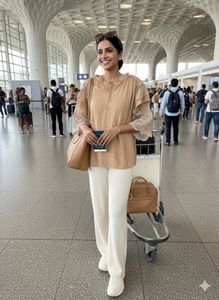 ✨ Luxe Caramel Lace Statement Blouse 🤎