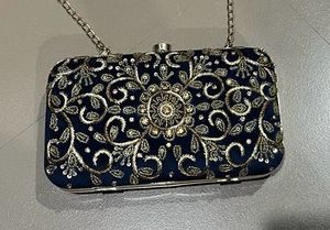 Blue Embroidered Bag