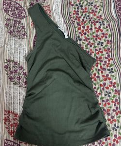 Olive One Shoulder Top