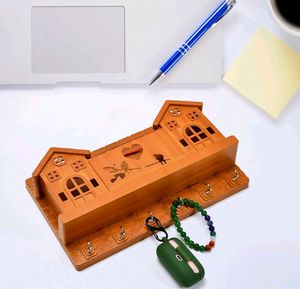 6 Hooks House Design Wooden Keys Stand for Entrywa