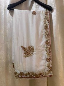 Gota Patti White Saree