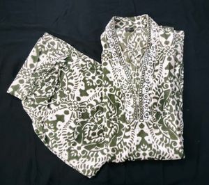 Green Printed Kurta Set