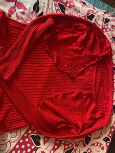 Red Knit Top with Bolero