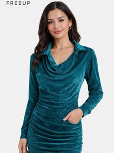 Elegant Teal Velvet Mini Dress