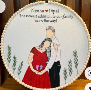 Pregnancy Announcement Embroidery Hoop