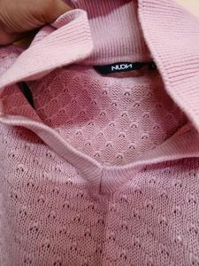 Pink Knit Turtleneck Sweater