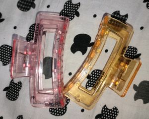 Pink &amp; Yellow Claw Clips &amp; Scrunchies
