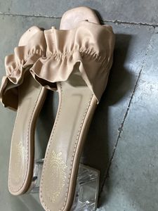 Cute Beige Ruffle Heels