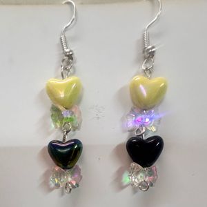Heart Beaded Dangle Earrings