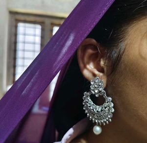Elegant Silver-Toned Statement Earrings