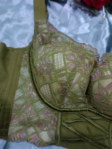 Olive Green Lace Corset Bra