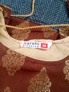 Elegant Brown &amp; Gold Salwar Suit