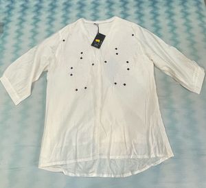 White Embroidered Tunic Top