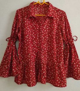 Women's Printed Shirt With Stylish Sleeve
