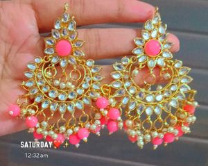 Pink Kundan Jhumka 🫶🏻😻
