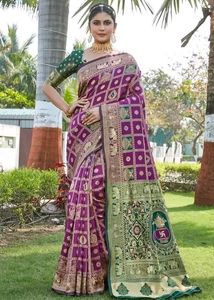 Pink &amp; Green Banarasi Silk Saree