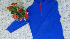 Blue Pullover with Red Zip
