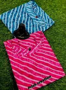 Leheriya Print Cotton Kurtis - Set of 2