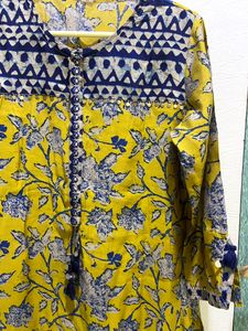 Printed blue and yellow kurti