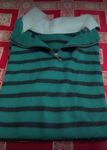 Striped Quarter-Zip Sweater