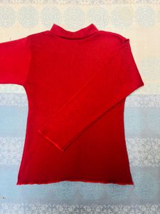Maroon Fitted Full Sleeves Crop Top ❤️