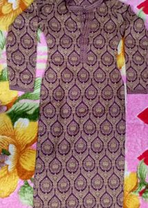 Coffee With Golden Kurta Set
