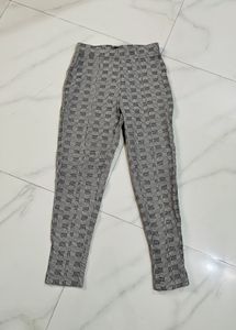 Checked Skinny Formal Grey Trousers