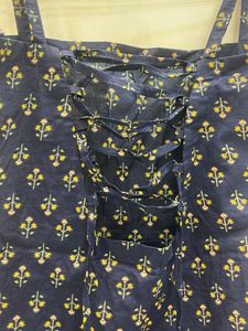 Navy Floral Print corset backless kurti