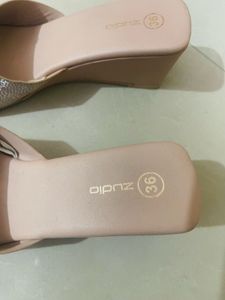 New Chic Nude Wedge Slides