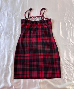 Shein Black &amp; Red Checked Sleeveless Dress