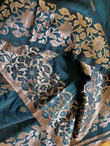 one time used Elegant Green Banarasi Saree