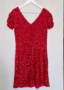 Red Heavy Sequined Dress