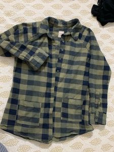 Olive- Navy Blue Checked T-shirts