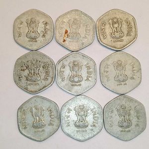 Set of 9 Yearwise Vintage 20 Paise Coins