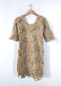 Cream Embroidered Kurta (Women's)