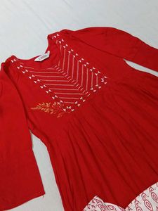 Red Kurti &amp; Pant Set