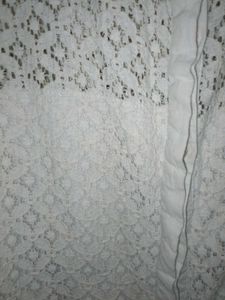White net cut sleeves shirt