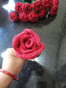 Crochet Red Wine Cup Rose
