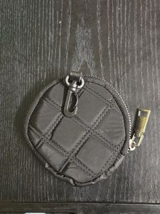 Mini Black Round Pouch with Hook – Travel/Coins/Ea