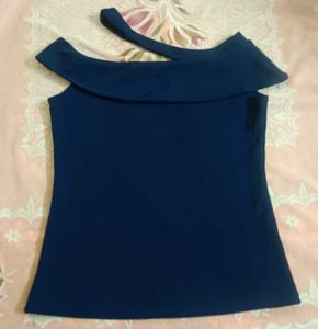 Navy Blue Off-Shoulder Top