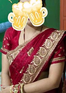 Elegant Jimmy Choo Red Saree