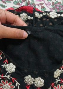 Black Kurta Duptta Set Pant Women Cotton