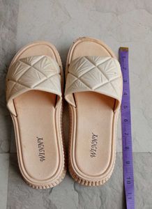 Beige Quilted Slides