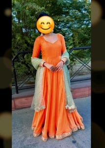Elegant Orange Anarkali Dress