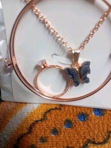 Rose Gold Butterfly Jewelry Set